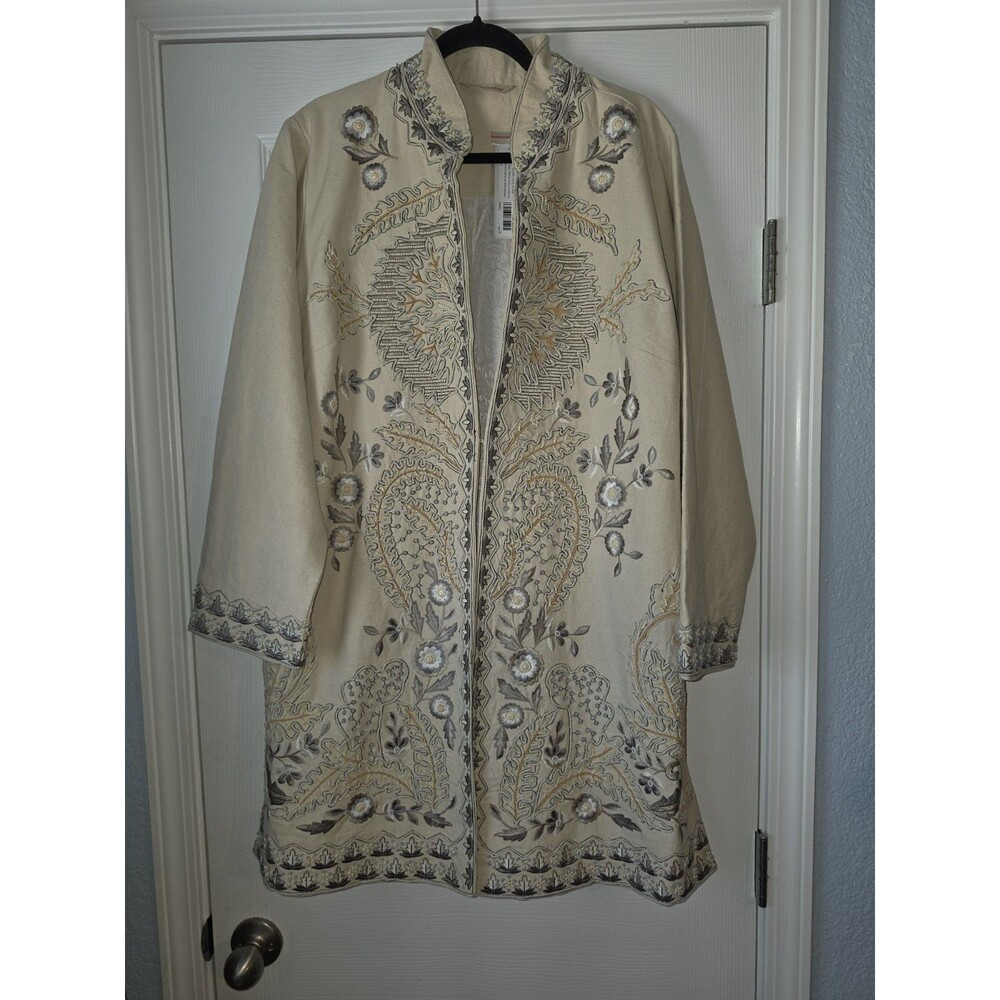 Soft Surroundings Kerala Embellished Embroidered Jacket Women's 1X Boho Artisan